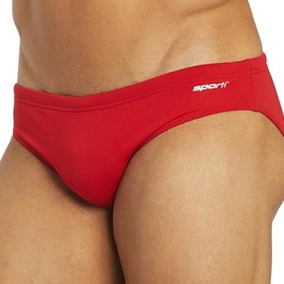 SPORTI mens red hydrolast water polo briefs swim trunks bottoms size 30 NWT - Picture 1 of 9